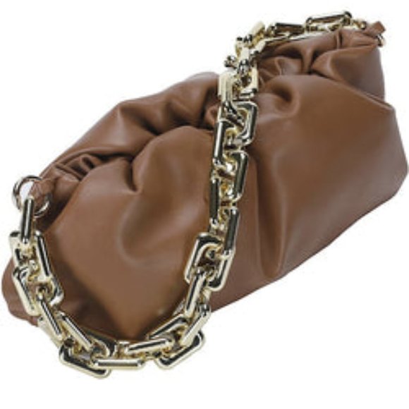 TITLE: SHOULDER BAG FOR WOMEN,SMALL LEATHER HANDBAG PURSE,GOLD CHAIN CLUTCH - Picture 2 of 4